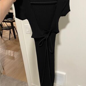 Zara Black Tie-Front Pencil Dress